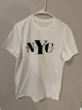 NYC New York City Graphic T Shirt White Black Print